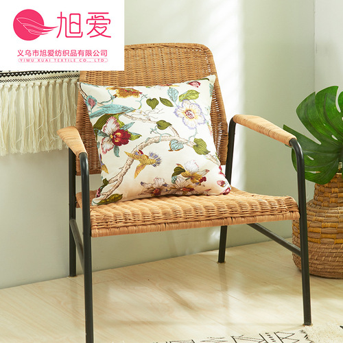 Xuai American Flowers and Birds Leaves Cotton Office Car Sofa Pillow Cushion Cover Without Core Manufacturer Wholesale