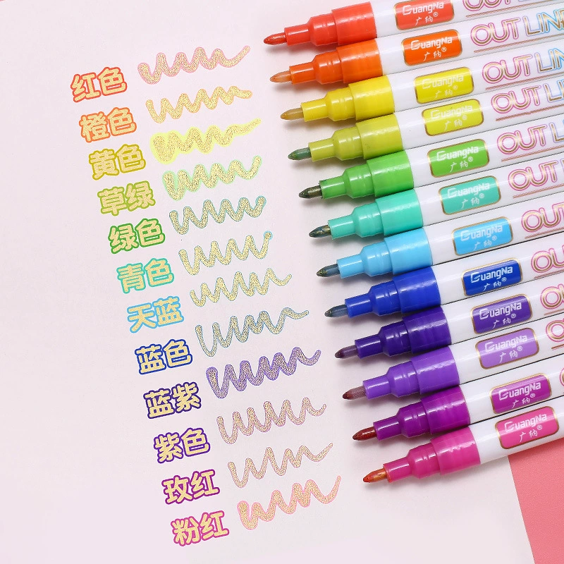 Guangna 160 цветов металлическая двойная ручка 12 цветов Костюм контурная ручка Творческий DIY ручной счет художественная ручка золотой цвет дна