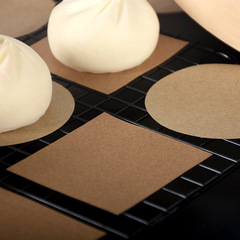 Natural color bottom paper round square disposable non-stick silicone paper food baking bun steamer steamer paper pad