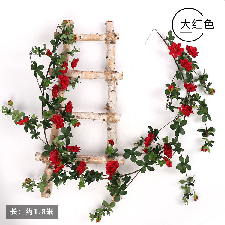 Enredadera de rosas artificiales con 45 cabezas - Decoraciones florales artificiales para bodas, enredaderas de flores de seda y vegetación sintética