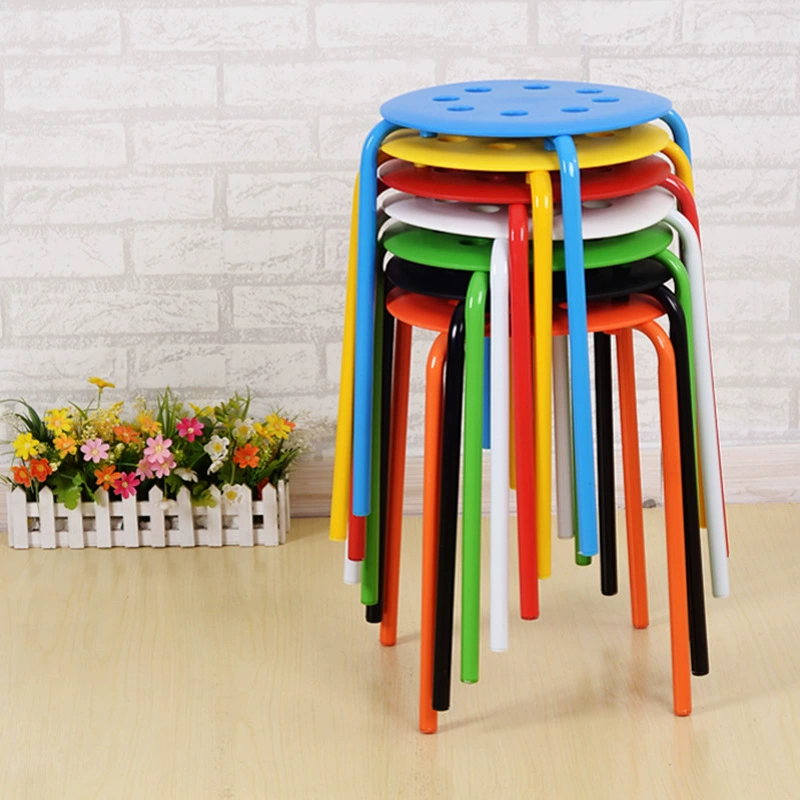 Стул из стальной трубы с восемью отверстиями, круглый стул, разноцветный обеденный стул, табурет для переобувания, скамья для гостиной, современный минималистичный стиль.