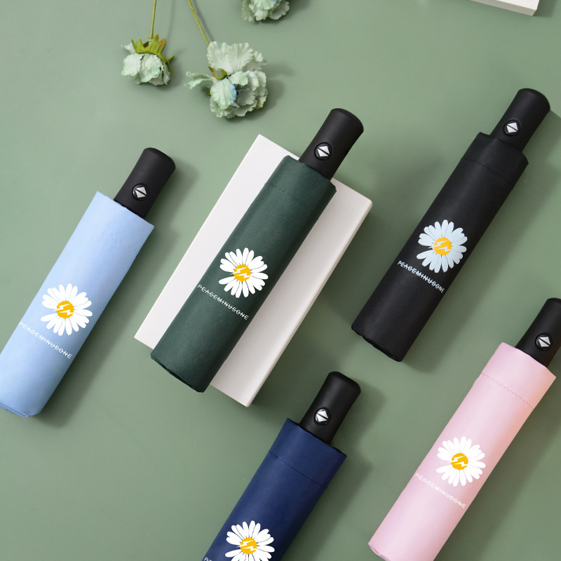 A large number of wholesale folding full-automatic umbrellas men and women thickened strong sunscreen sunshade rain umbrella custom advertising