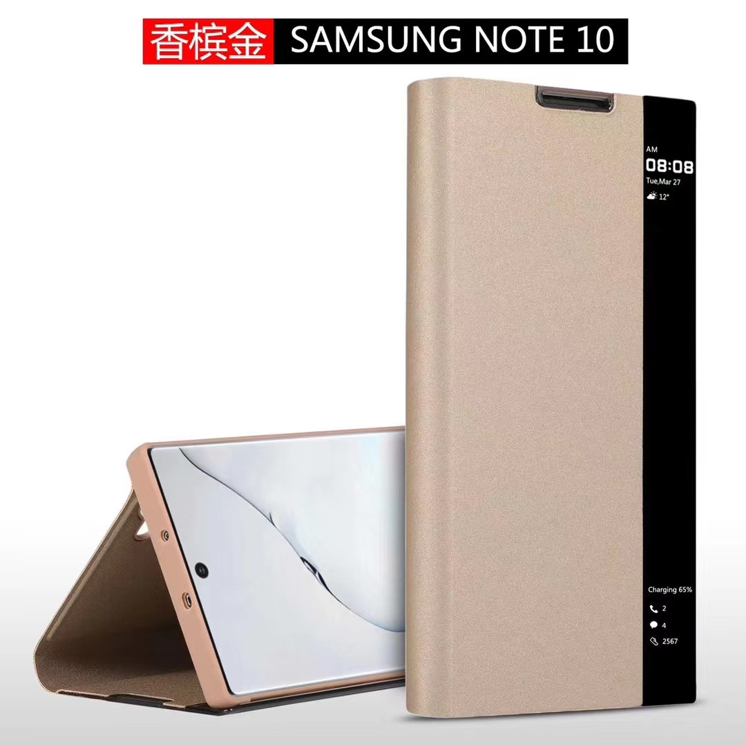 New New side window imitation original leather case vertical bracket intelligent sleep A8 Note 10 Note10 + protective case