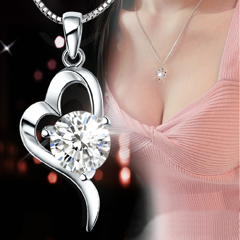 Silver Plated Korean Love Pendant Necklace for Women