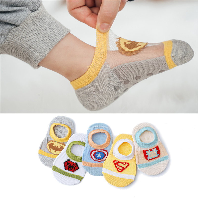 Children's Socks, Summer Thin Style, Boys' Anti-Slip Grip Socks, Baby Floor Socks, Invisible Boat Socks, Crystal Socks, Breathable Cartoon Design Children's Socks, Summer Thin Style, Boys' Anti-Slip Grip Socks, Baby Floor Socks, Invisible Boat Socks, Crystal Socks, Breathable Cartoon Design