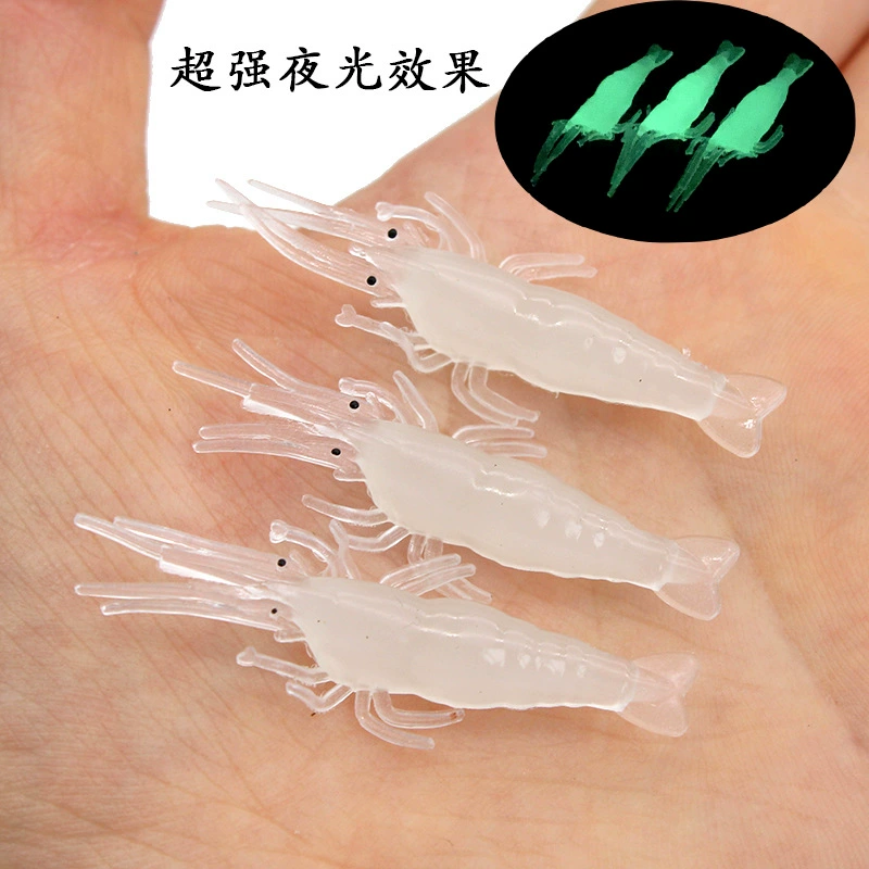 工厂批发仿真虾 路亚软假虾饵夜光带钩穿钩孔马口翘嘴4cm草虾小虾