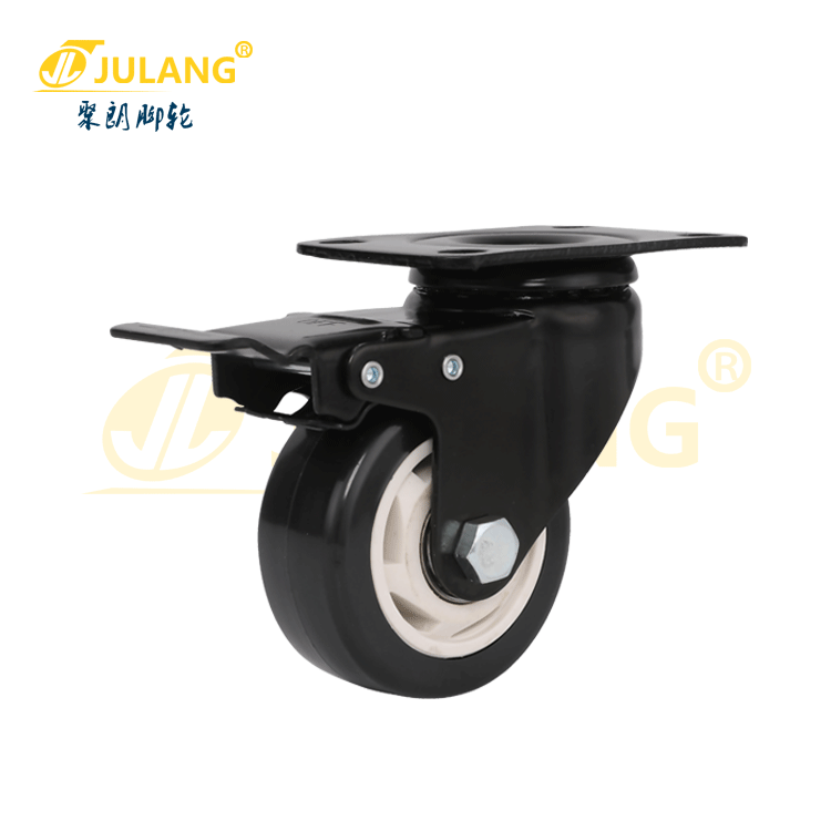 Rueda Giratoria Industrial de Poliuretano de 3, 4 y 5 Pulgadas con Freno para Carritos de Mano