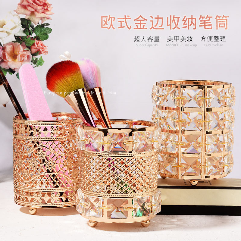 Japanese Ins Crystal Glass Manicure Storage Box Manicure Tool Pen Makeup Brush Desktop Ornament Storage Box Pen Holder