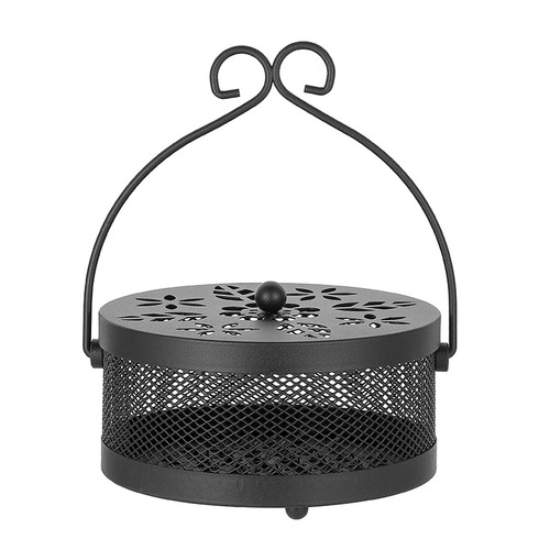 A2889 Iron fireproof mosquito repellent incense box classical sandalwood stove household large mosquito repellent incense tray mosquito repellent incense box with lid