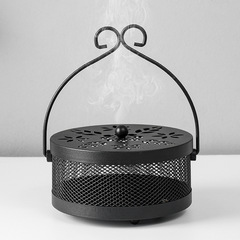 A2889 Iron fireproof mosquito repellent incense box classical sandalwood stove household large mosquito repellent incense tray mosquito repellent incense box with lid