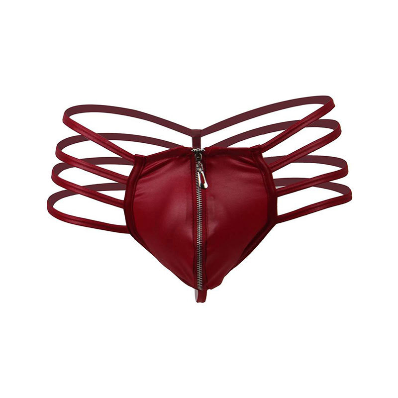 Comercio exterior más el tamaño de los hombres de ropa interior sexy de cuero de imitación boxeador ropa interior de cintura baja sexy cremallera libre entrega de una sola pieza 068