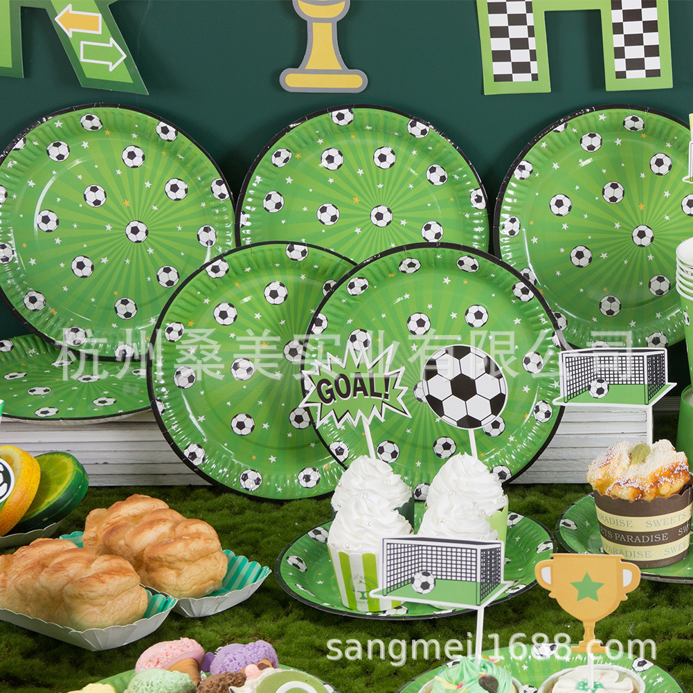 16-piece paper plate European Cup football plug PARTY decoration birthday PARTY PARTY supplies venue layout