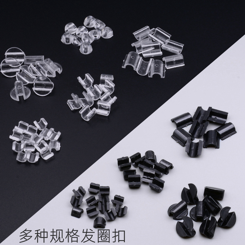 Hair ring buckle square round black transparent plastic rubber band paste buckle handmade diy making hair rope accessories