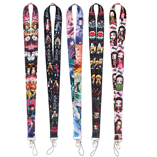 Cartoon anime Demon Slayer mobile phone lanyard ID camera tag key chain bus badge lanyard wholesale