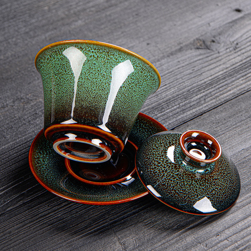 Kiln Transformed Kung Fu Tea Set, Ceramic Brushed Teapot, Teacup Gift Box, Dragon Boat Festival Gifts for Commercial Activities