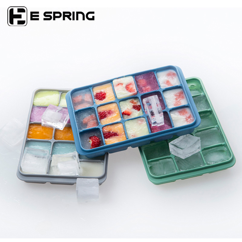 En stock suministro de 15 piezas de silicona caja de suplemento alimenticio con tapa cubo de hielo molde creativo DIY caja de hielo del hogar caja de suplemento alimenticio