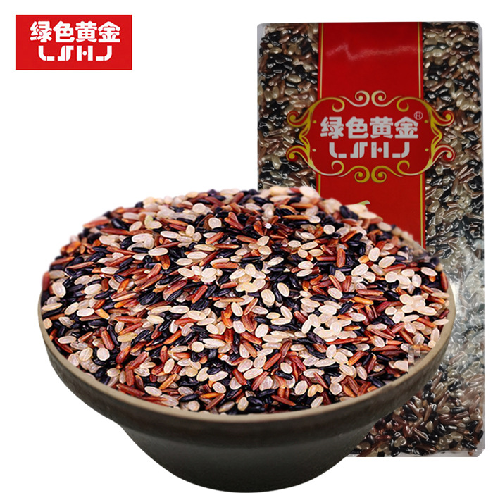 Green gold tricolor brown rice cereals black rice red rice brown rice noodles grain and oil agricultural products wholesale a generation of hair