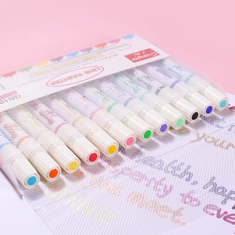 Guangna 1001 gran capacidad fluorescente doble línea pluma 3mm sueño color fluorescente marcador DIY color doble color pluma