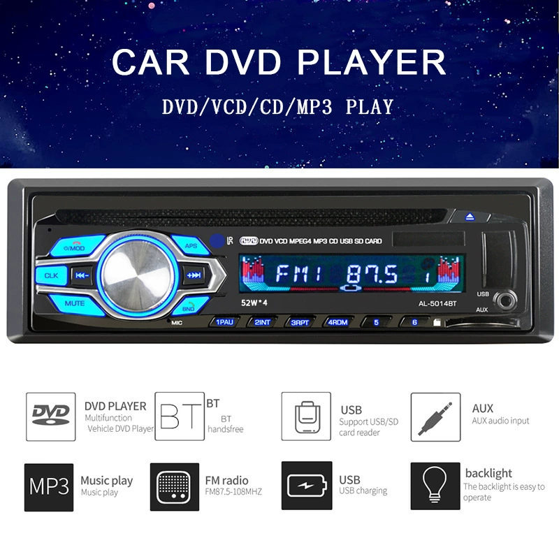 Автомобильный DVD DVD-плеер вставки для карт-карт радио аудио Bluetooth MP3 5014BT
