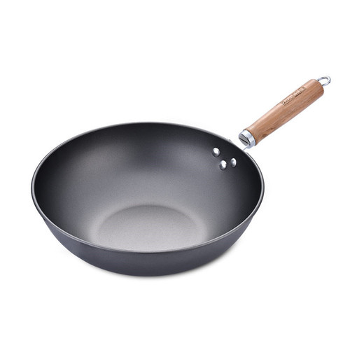 Manufacturer wholesale Good Friend Youxi non-stick wok wooden handle iron wok cooking pot street stall running Jianghu one piece drop shipping