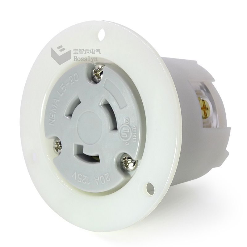 广州厂家直销美规自锁工业插座 美国医疗设备暗装插座NEMA L5-20C