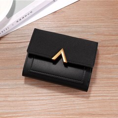 Korean version of the new three-fold women's wallet short retro card holder PU simulated leather simple folding wallet