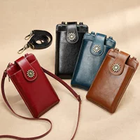 Small phone bag, leather small bag, one-shoulder bag, mobile phone, wallet with zipper