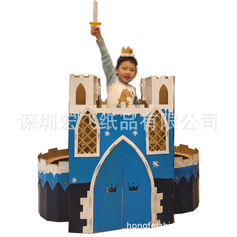 Carpa de cartón interior DIY jardín de infantes para niños Casa de juego hecha a mano de papel corrugado Shell Castillo de juguete Casa de cartón