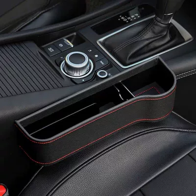 car car interior multi-function intermediate – Car storage bag/box - leather-black-passenger