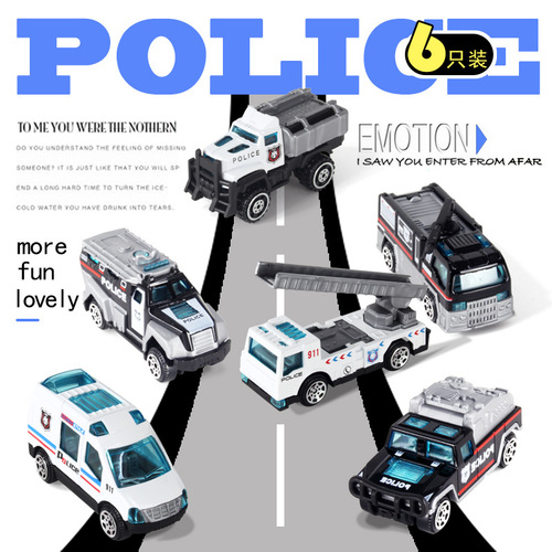 Alloy car model toy car simulation police car for children and boys metal 1:64 car cake ornaments