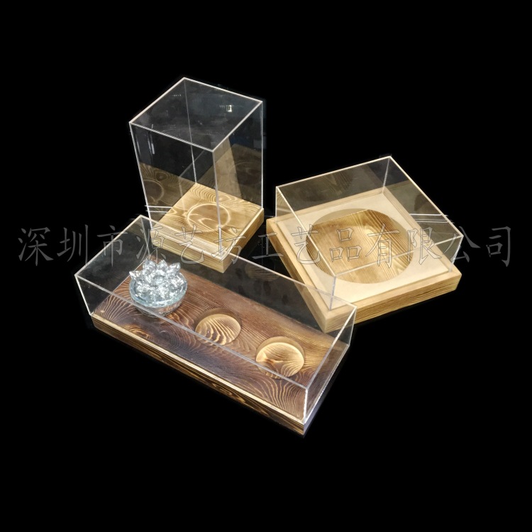 博物馆透明保护罩 有机玻璃手板防尘亚克力罩 亚克力+木质展示架