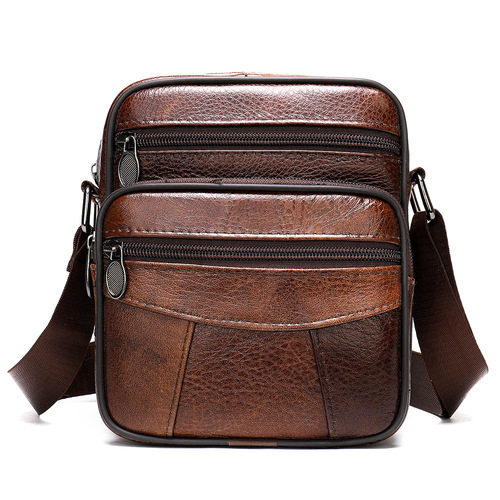 Marlute Men's Genuine Leather Crossbody Bag, Men's Vertical Style Top Layer Cowhide Casual Shoulder Crossbody Bag, Dropshipping Men's Bag