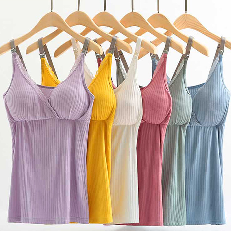 Pregnant Women's Nursing Tops, Non-Cotton Confinement Clothes, Summer Thin Nursing Vests, Slings, Nursing Pajamas, No Need to Wear Bra Pregnant Women's Nursing Tops, Non-Cotton Confinement Clothes, Summer Thin Nursing Vests, Slings, Nursing Pajamas, No Need to Wear Bra