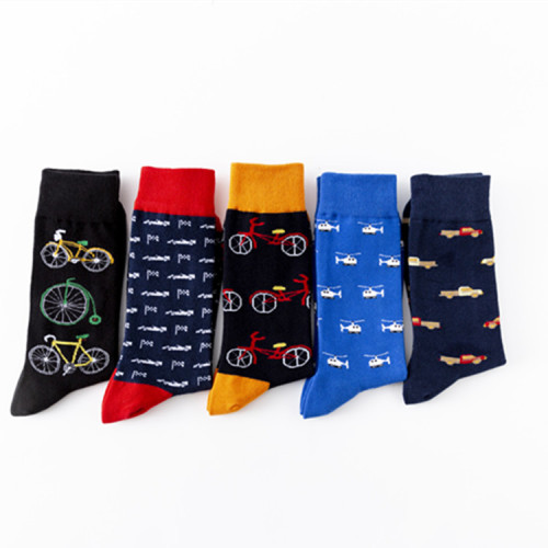 Cross-border new colorful trendy socks mid-high cotton socks large size casual trendy men's socks wholesale