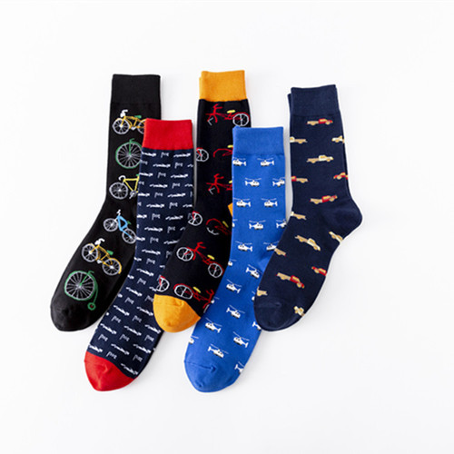 Cross-border new colorful trendy socks mid-high cotton socks large size casual trendy men's socks wholesale