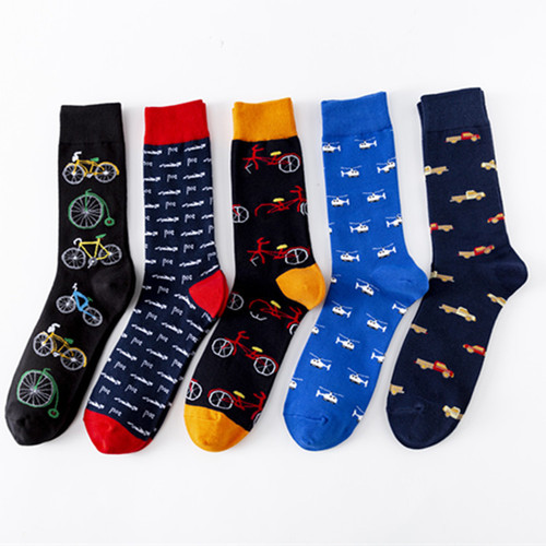 Cross-border new colorful trendy socks mid-high cotton socks large size casual trendy men's socks wholesale