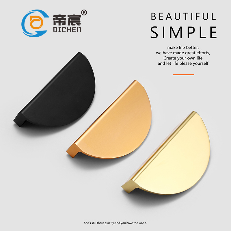 Factory direct supply half-round wardrobe door drawer handle hardware accessories aluminum alloy multi-color open small handle