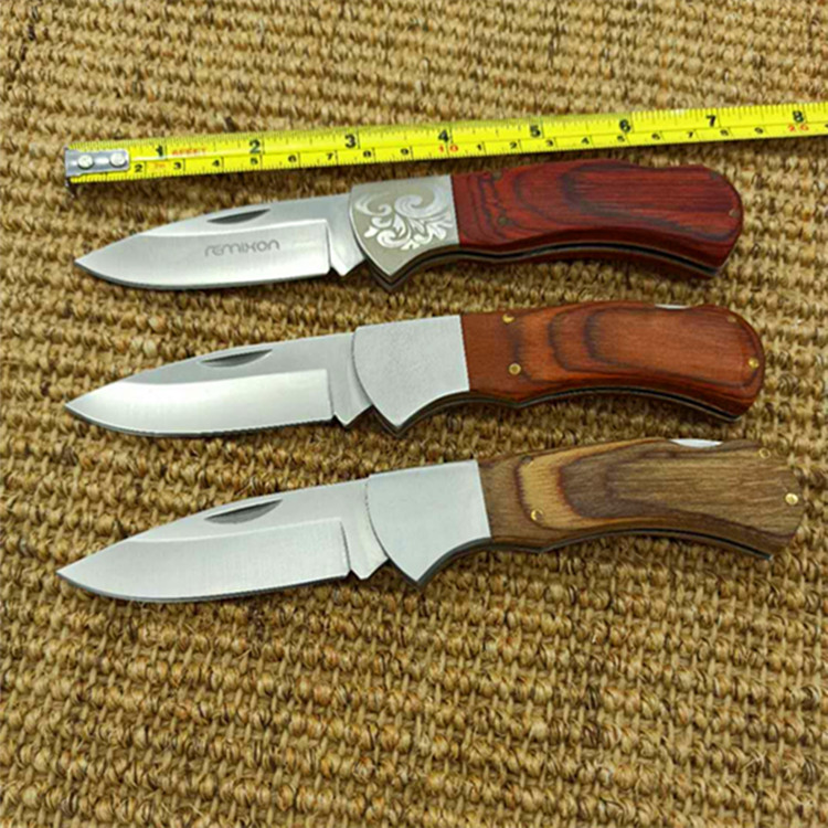 厂家直供彩木柄户外折刀野营折叠刀水果刀礼品刀