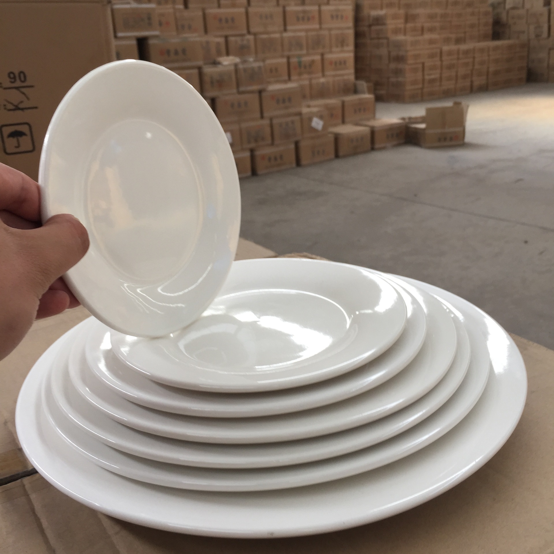 Fábrica directa hotel restaurante hogar blanco puro placa plana de 6 pulgadas-plato de plato plano de 14 pulgadas