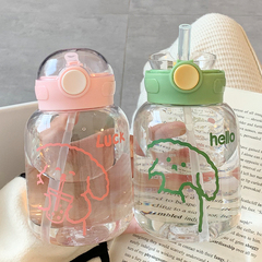 Simple ins cute high-looking straw cup female summer student adult girl plastic small portable water cup