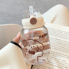 Minimalist Instagram cute high-quality straw cup for women, summer students, adults, and girls, plastic, small, portable water cup