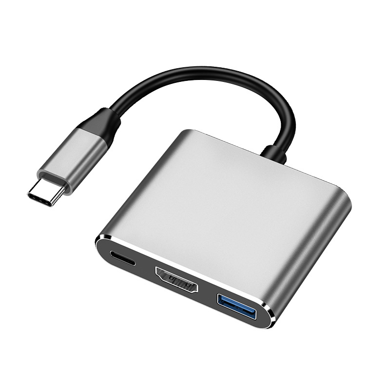Transfronterizo de tipo C a HDMI Dock de expansión tres en uno + USB + PD Hub portátil estación de acoplamiento