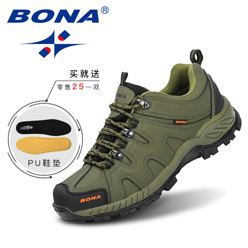 남자 신발 봄과 여름 새로운 bona 2020 정품 가죽 남성용 운동화 공장 직접 판매 남성 등산 신발 운동화