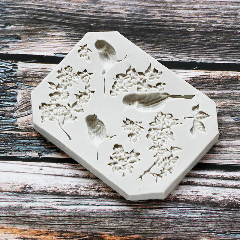 Ritmo de arcilla seca Urraca pájaro forma rosa herramienta de arcilla epoxi fondant molde de silicona en stock al por mayor