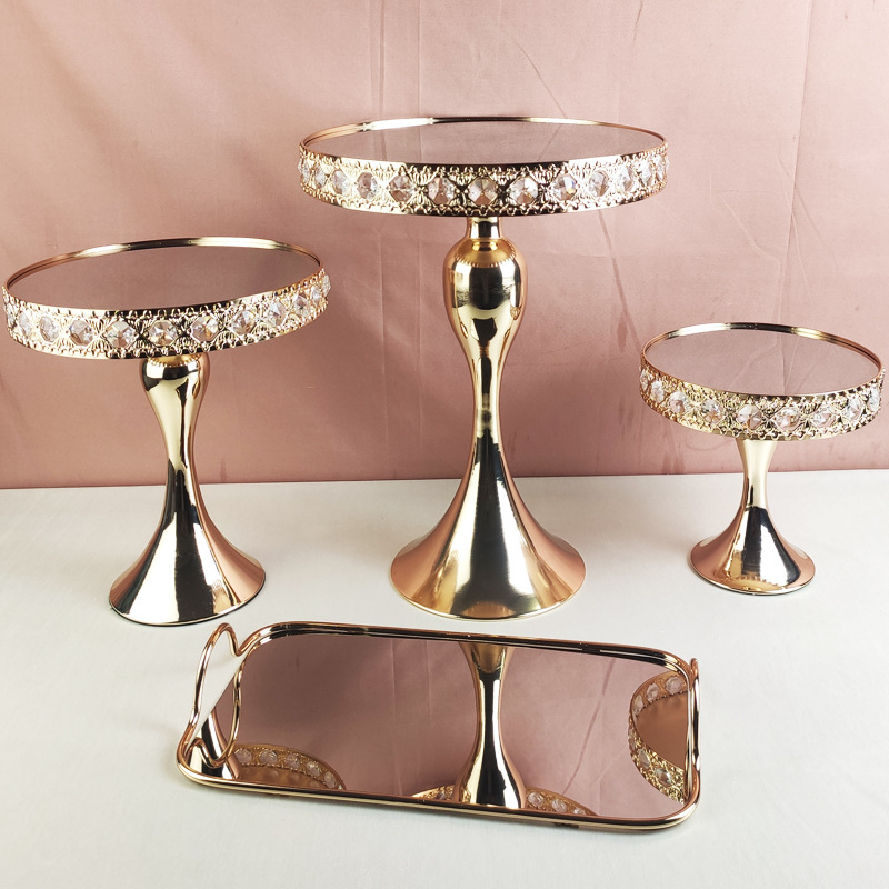 European -style metal three -layer cake shelf gold iron tray home…