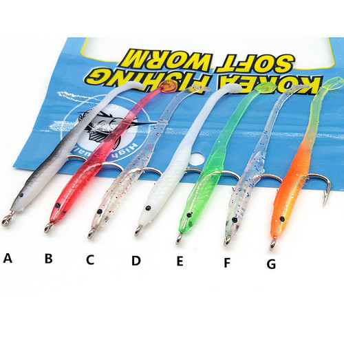 Wholesale sea fishing lure bait with hook eel 7cm/1g T tail soft bait bionic soft bait