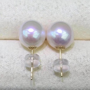 18K Gold Pearl Earrings Small Bulb Fresh Water Light Classic Basic