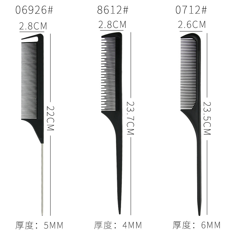 Fiebre del oro de fibra de carbono cubierta Tony peine punta peine de la cola aguja de acero doble cabeza peine peluquería peine de plástico peine del pelo