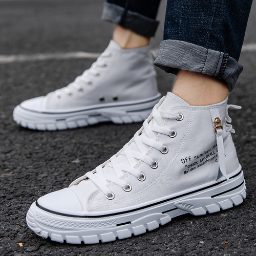 2024 spring new Korean style breathable high-top men's canvas shoes, trendy casual sneakers, versatile student shoes