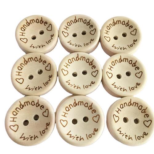 Cross-border bowl-shaped carved handwithlove creative handmade wooden buttons